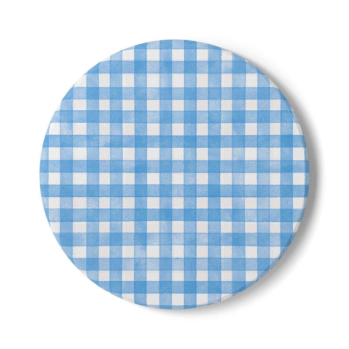 Blue Gingham Ceramic Coaster